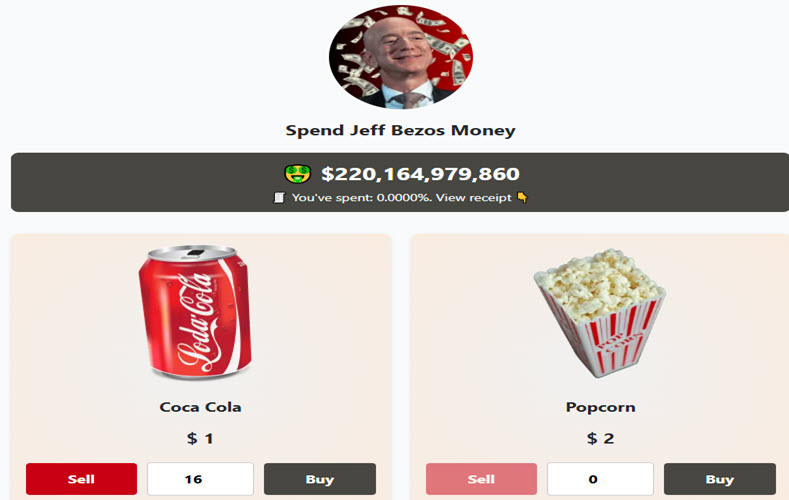 spend jeff bezos money screenshot